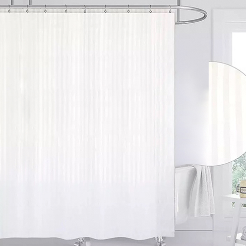 G&F™ Cortina Ducha Rayas Blancas Satinada 180x180cm