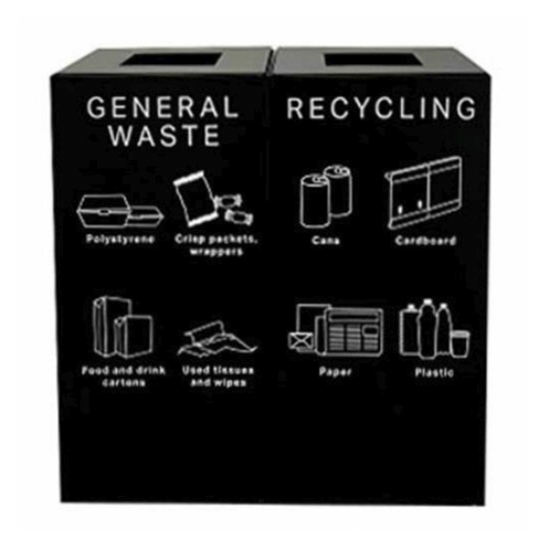 Fab!™ Recycle Square Dual 110L Trash Can Steel Plastic 47x70x90cm